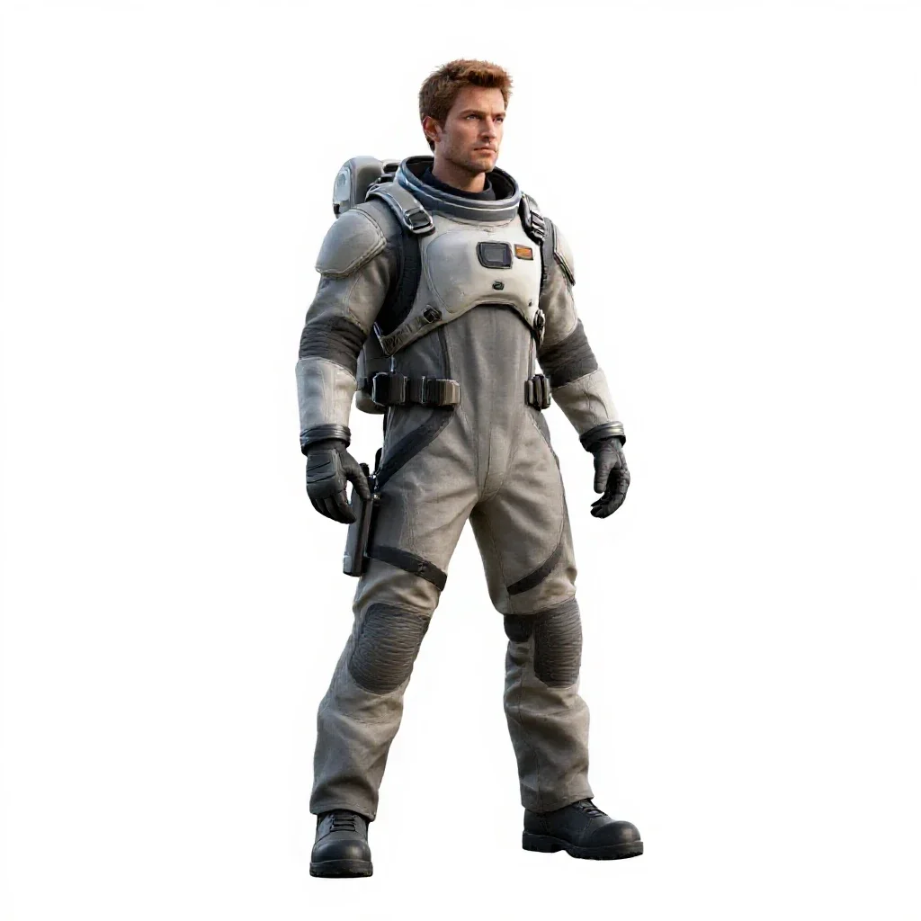 Asteroid miner in a hardsuit isolated on a white background