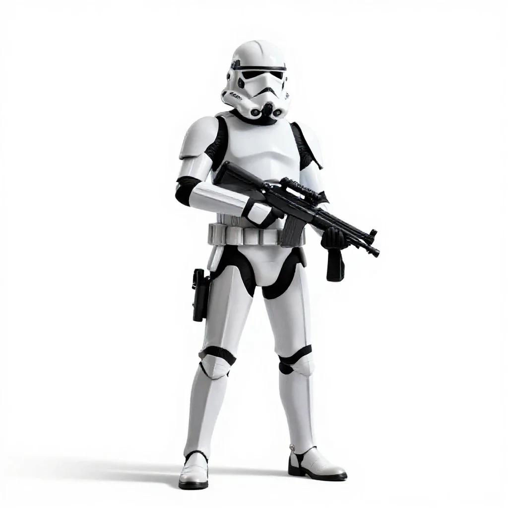 Clone trooper without a helmet isolated on a white background