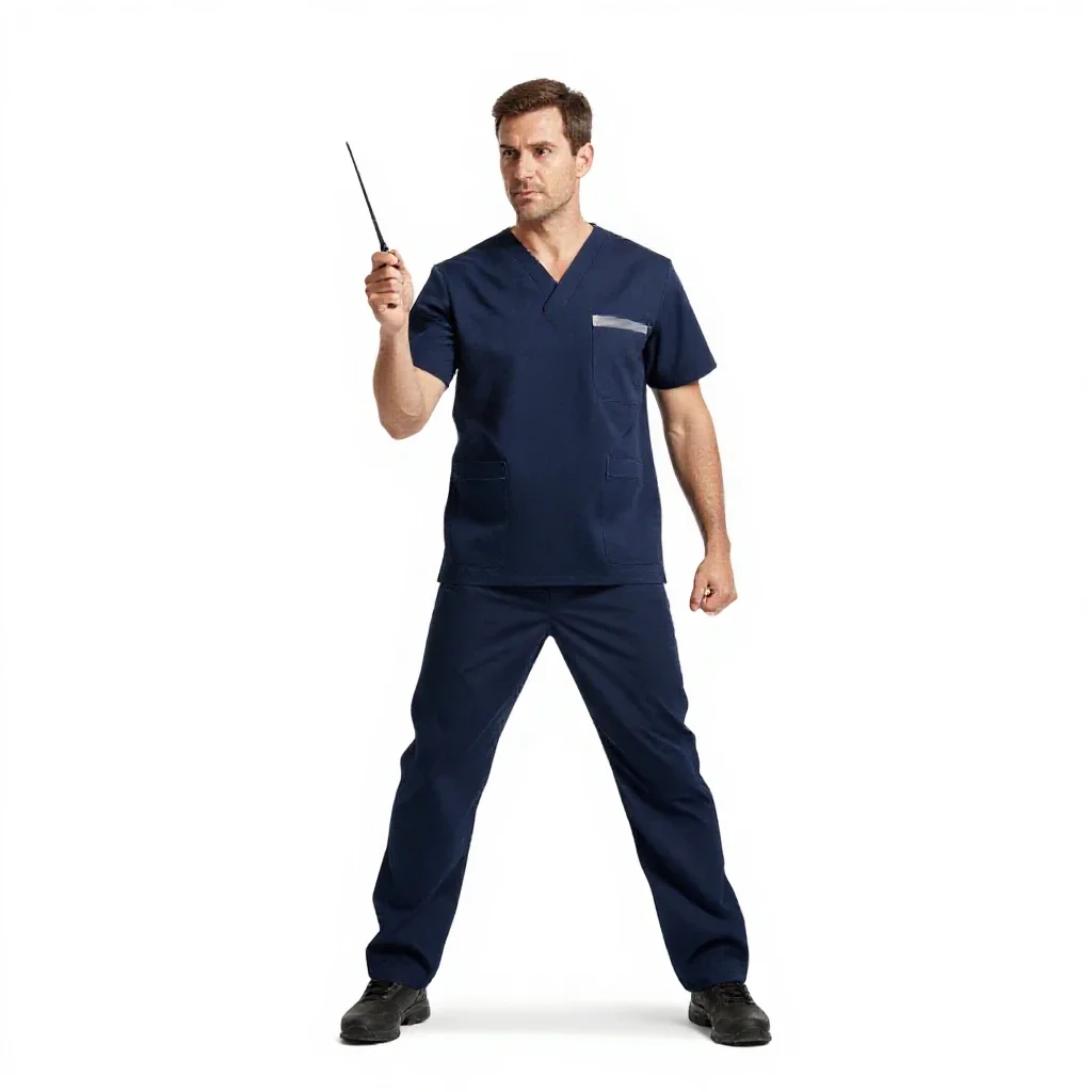 Colony medic with a diagnostic wand isolated on a white background