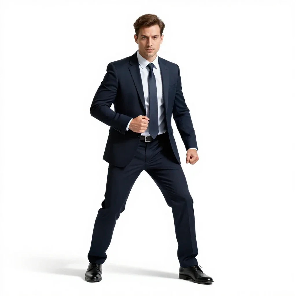 Corporate fixer in tailored synthetics isolated on a white background