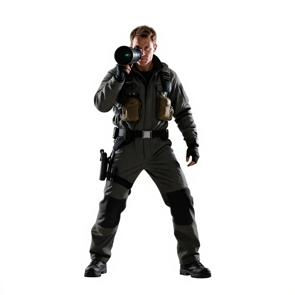 Deep space surveyor with a scanner isolated on a white background