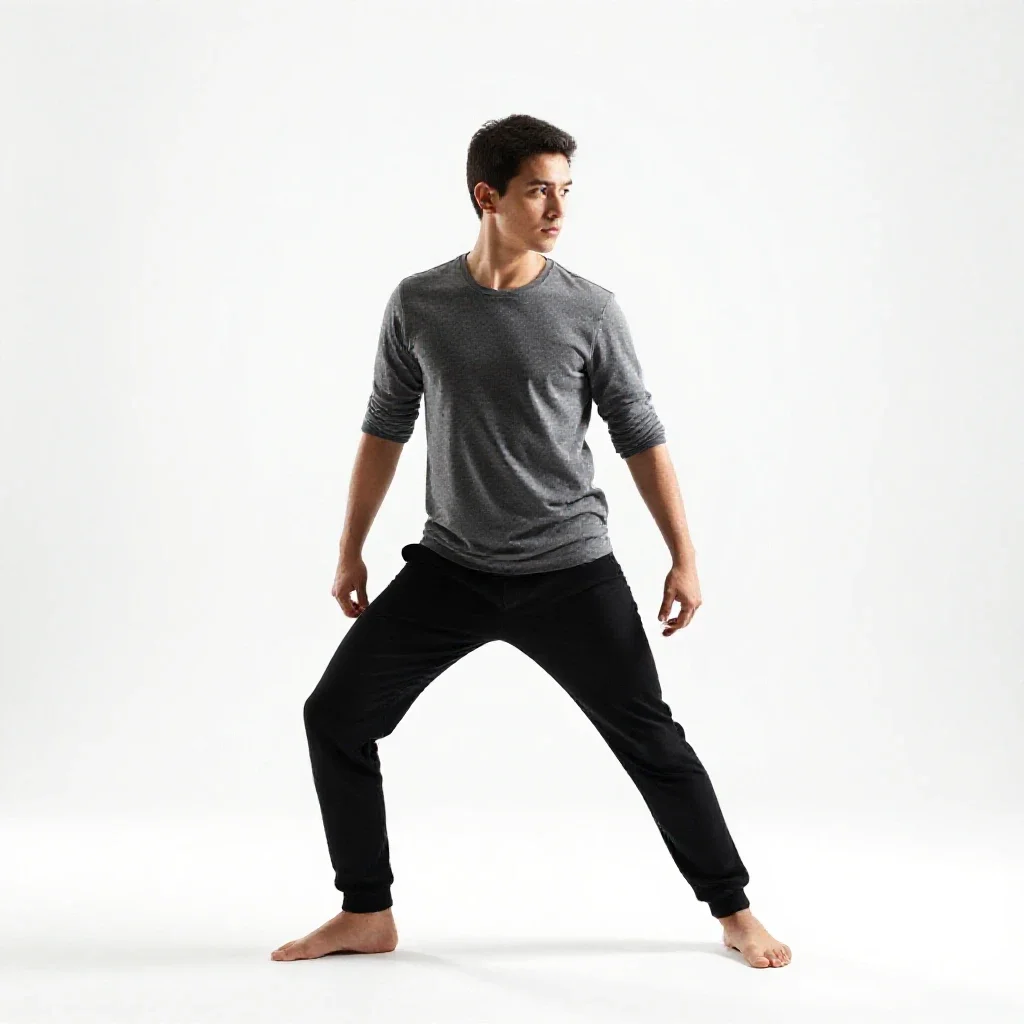 Low-gravity dancer isolated on a white background