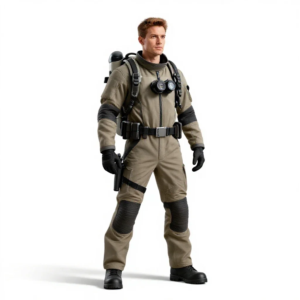Planetary ranger with a rebreather isolated on a white background