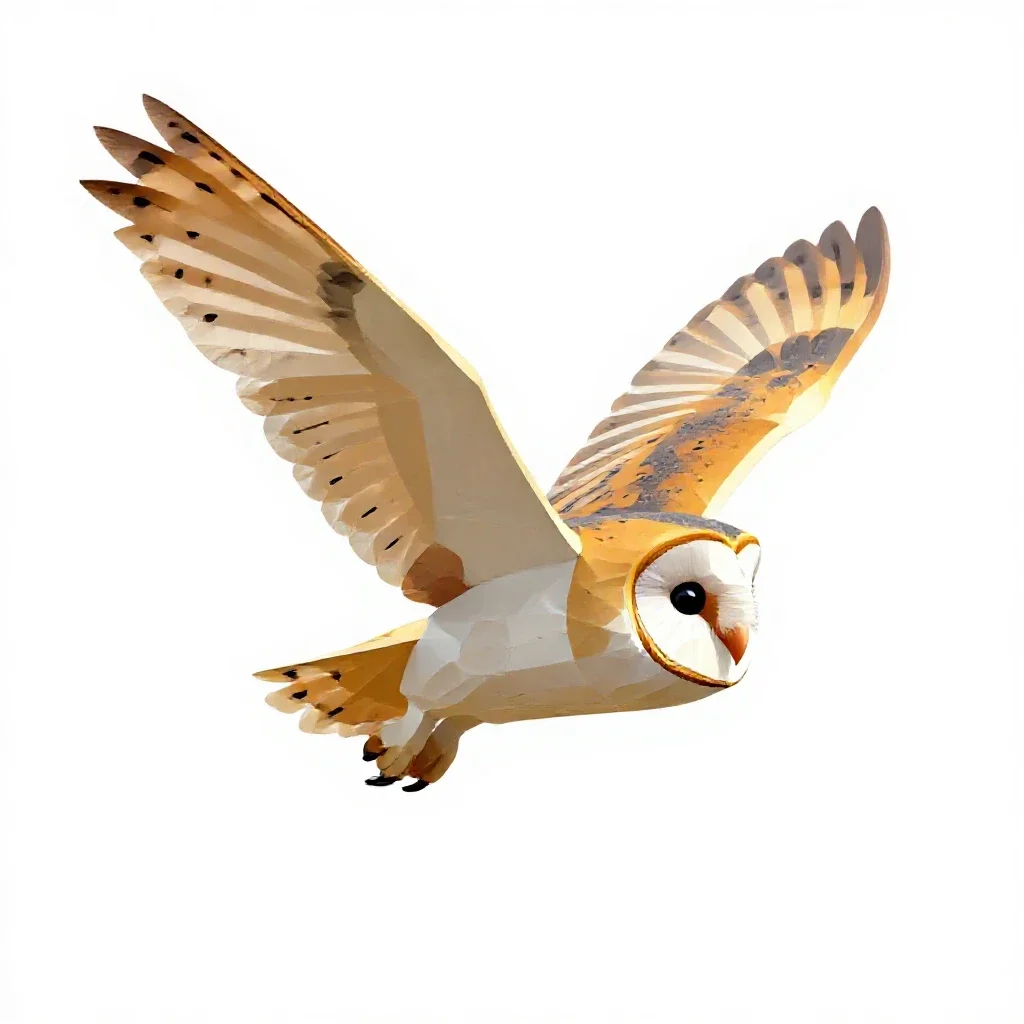 Barn owl in flight isolated on a white background