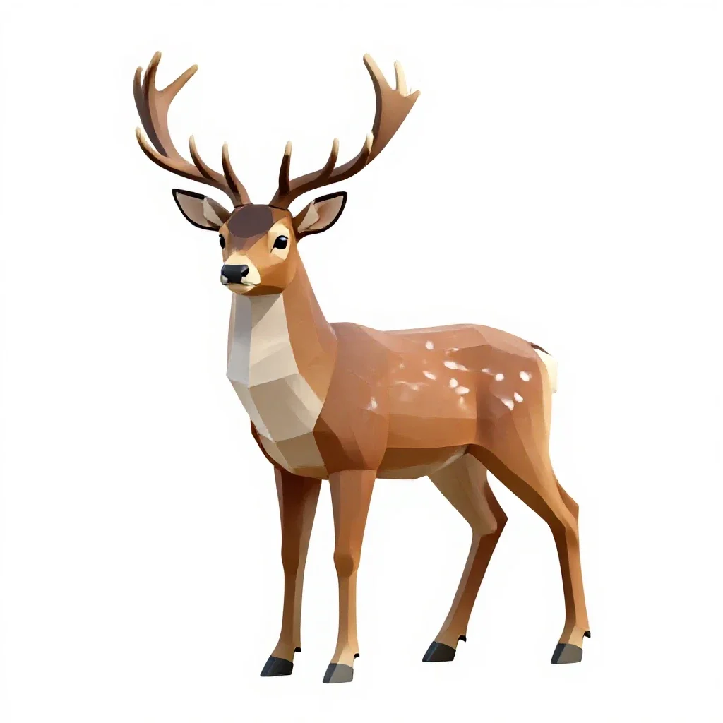 Crystalline deer isolated on a white background
