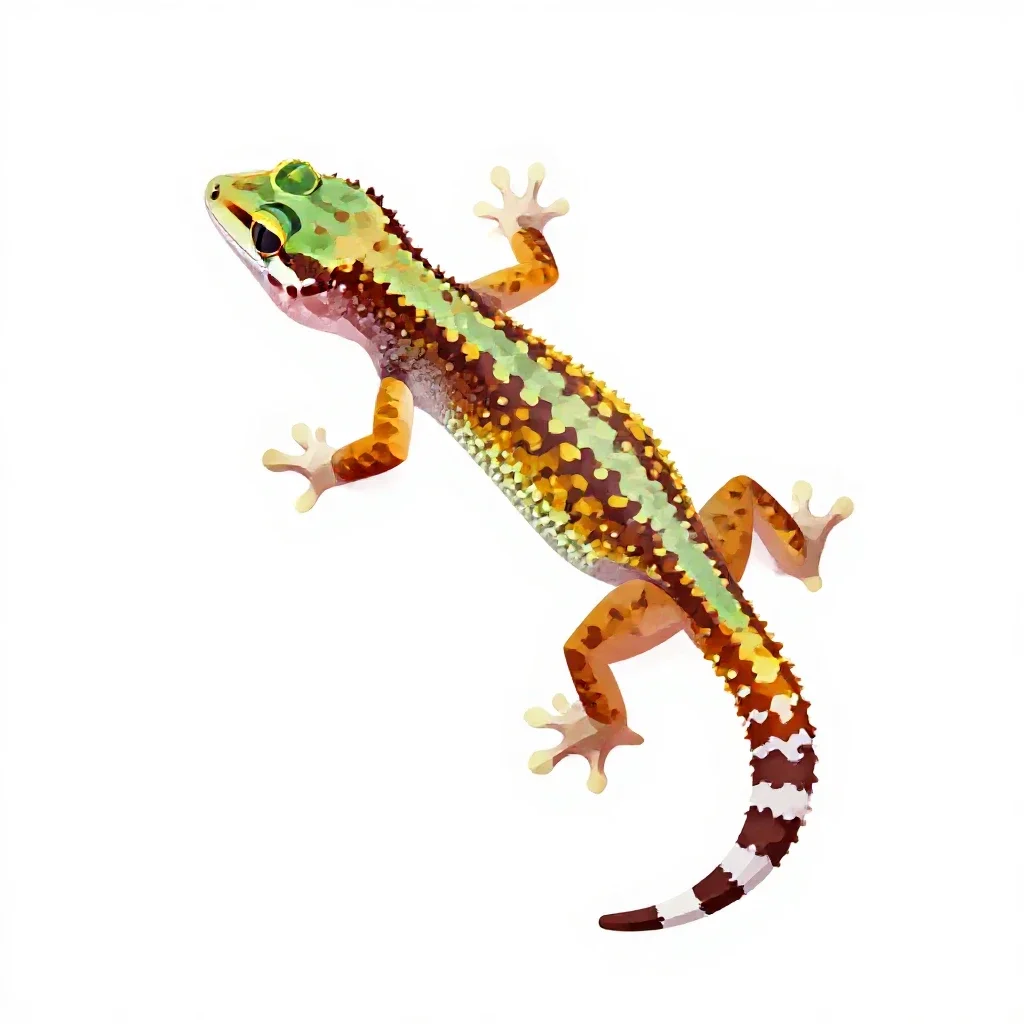 Gecko on glass isolated on a white background