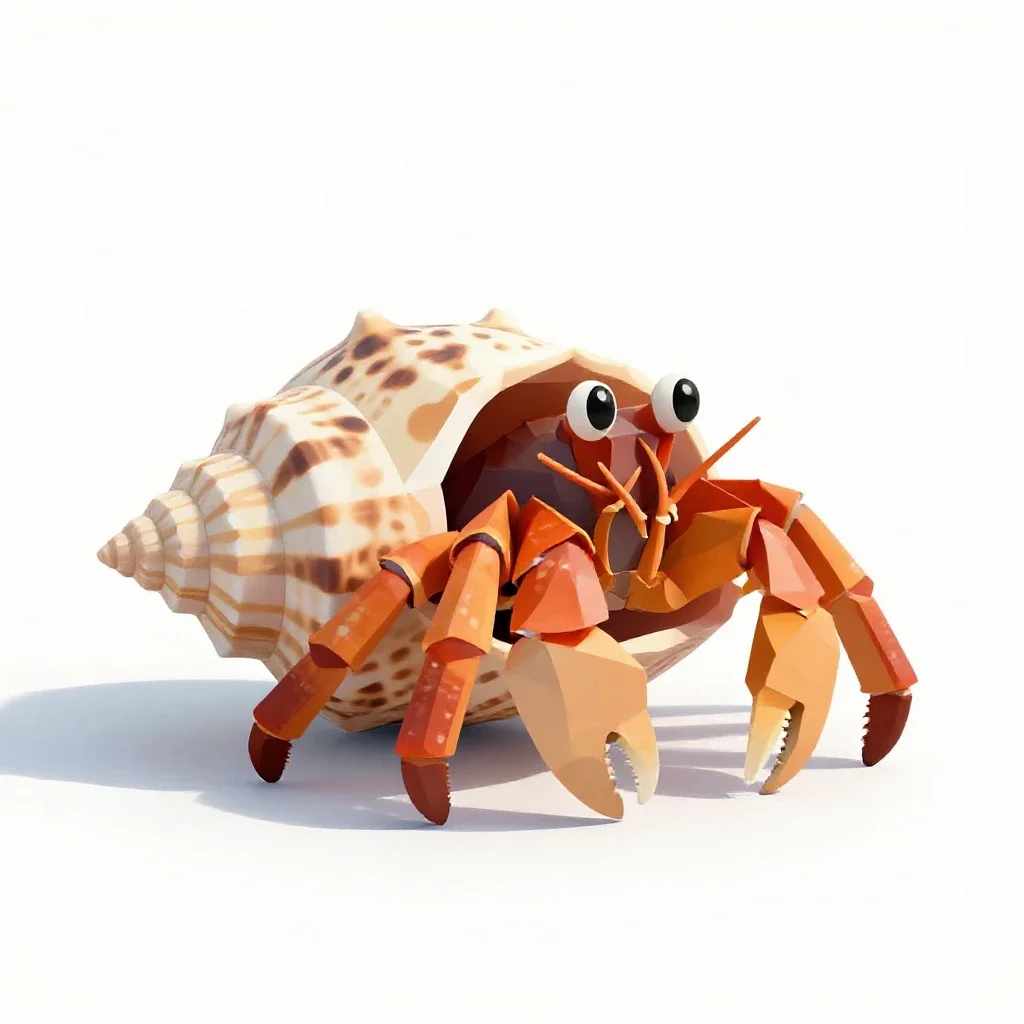 Hermit crab in a shell isolated on a white background