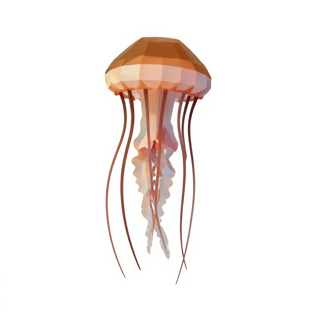 Jellyfish with long tendrils isolated on a white background
