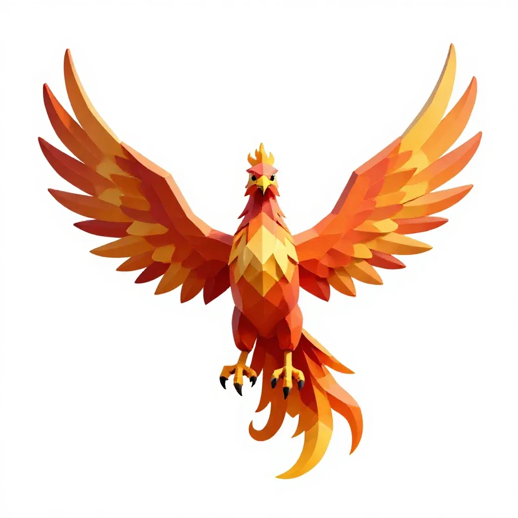 Phoenix in flame isolated on a white background