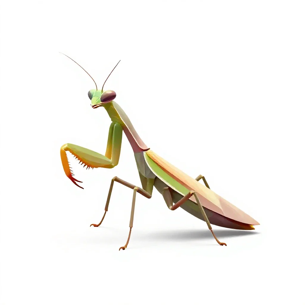 Praying mantis isolated on a white background