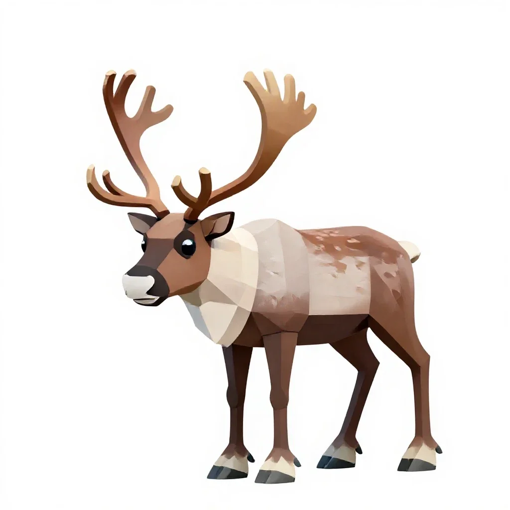 Reindeer with full antlers isolated on a white background