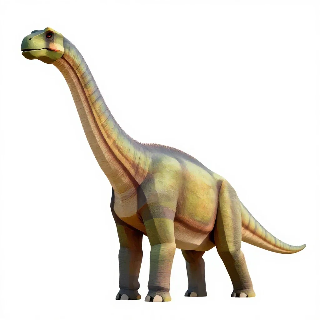 Brachiosaurus reaching upward isolated on a white background