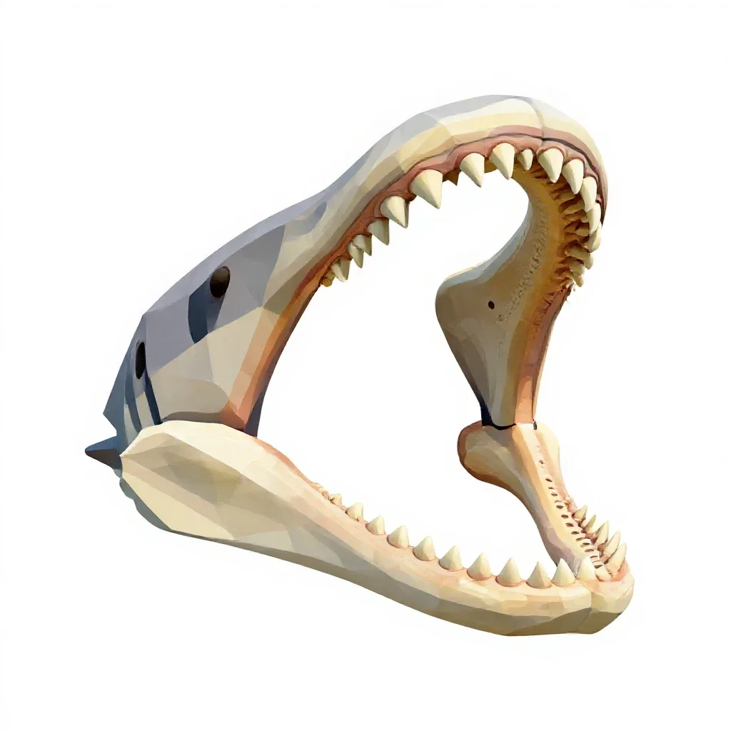 Megalodon jaw isolated on a white background