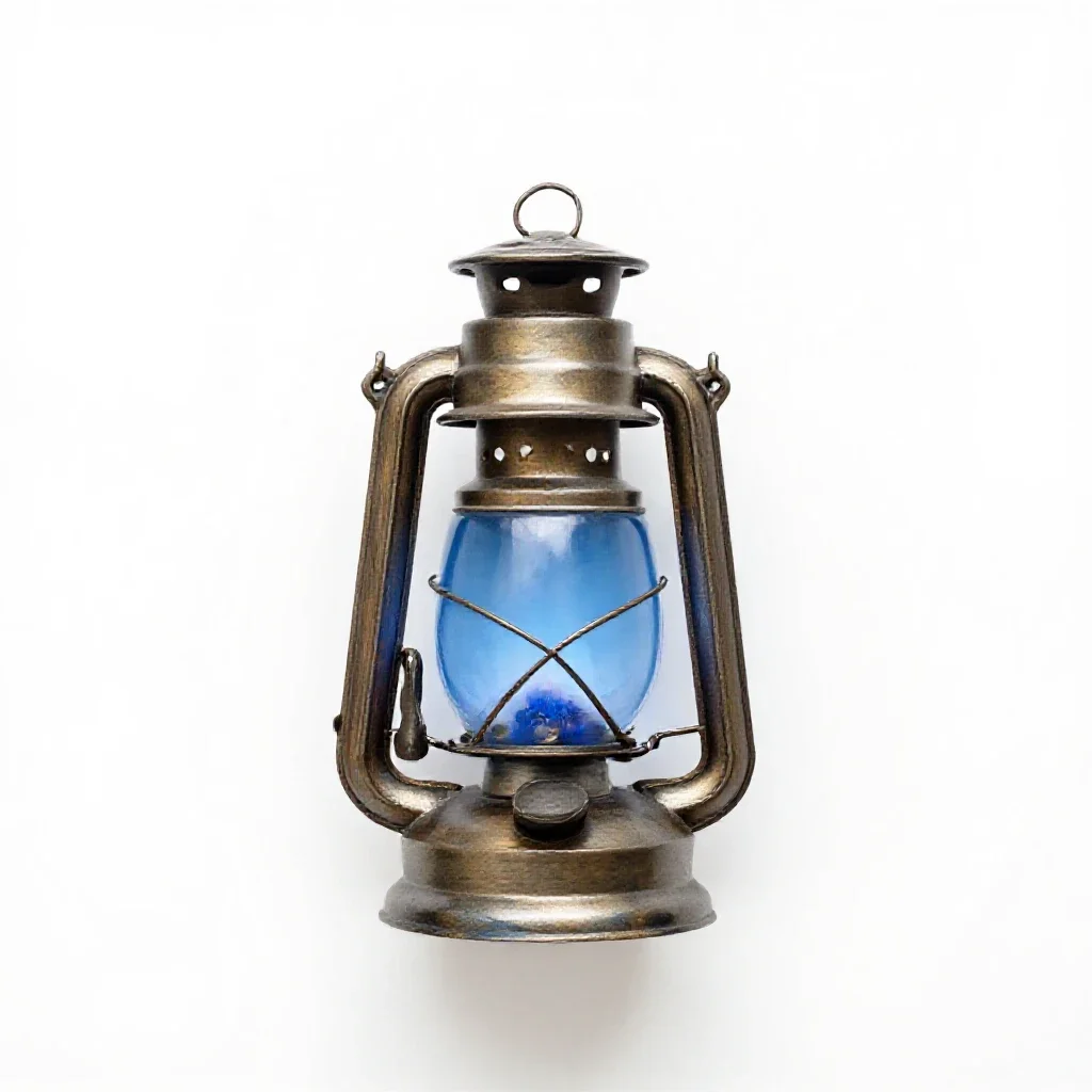 Lantern of blue flame isolated on a white background