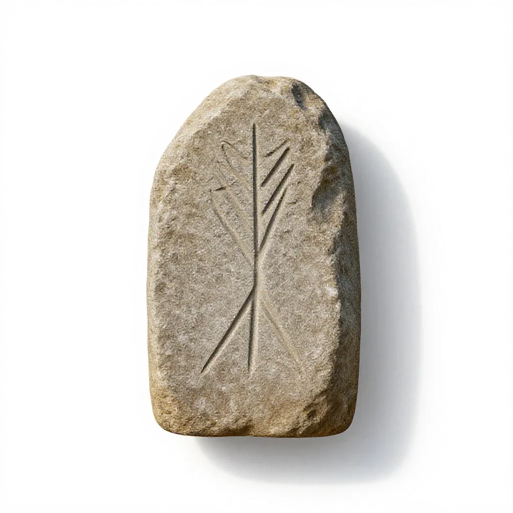 Rune-carved standing stone isolated on a white background