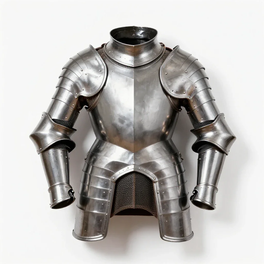 Suit of plate armour isolated on a white background