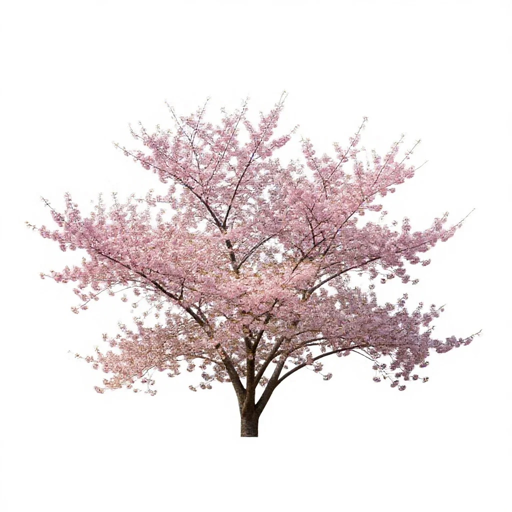 Cherry blossom cluster isolated on a white background