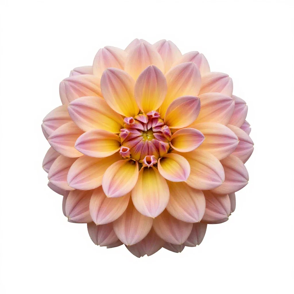 Dahlia with tight petals isolated on a white background