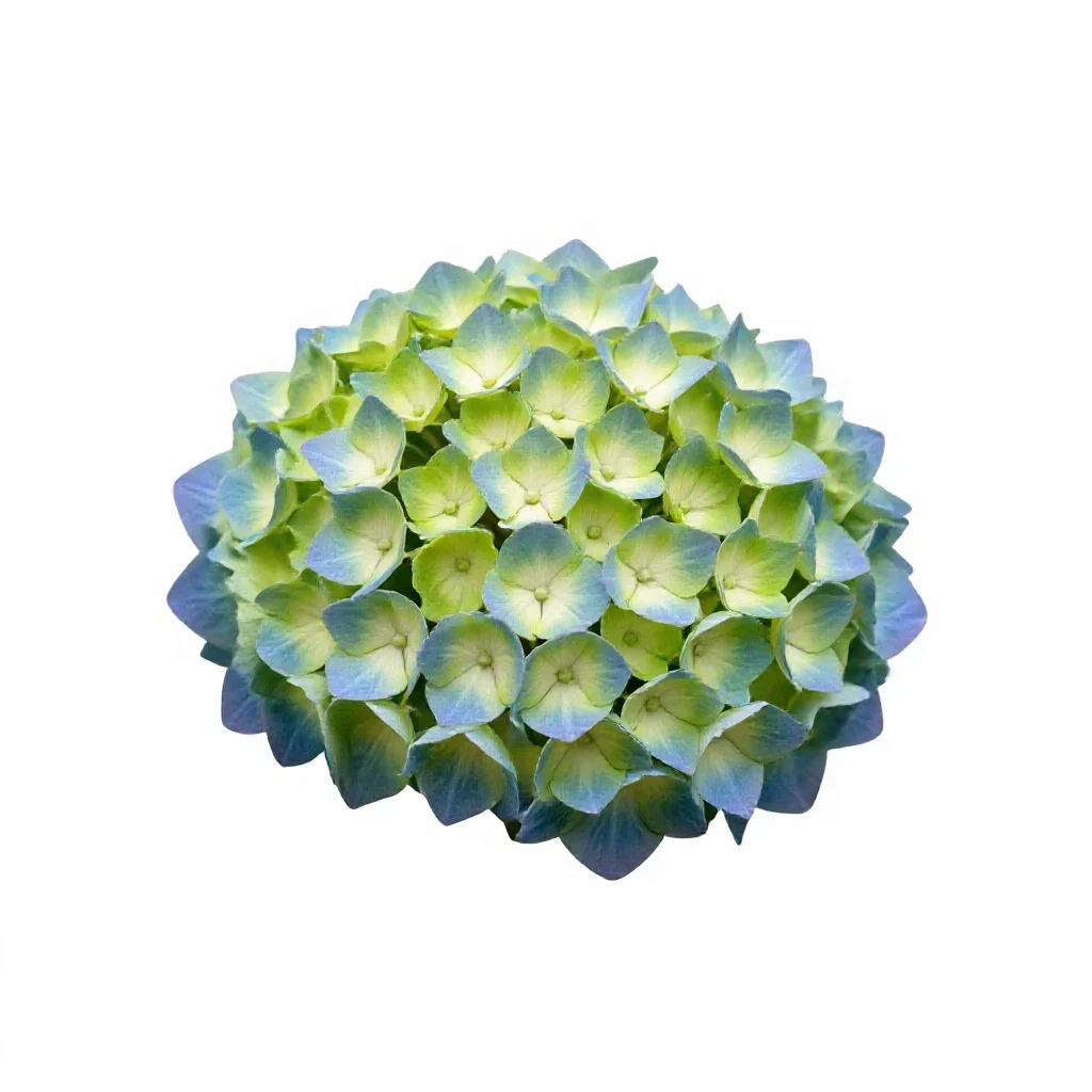 Hydrangea head isolated on a white background