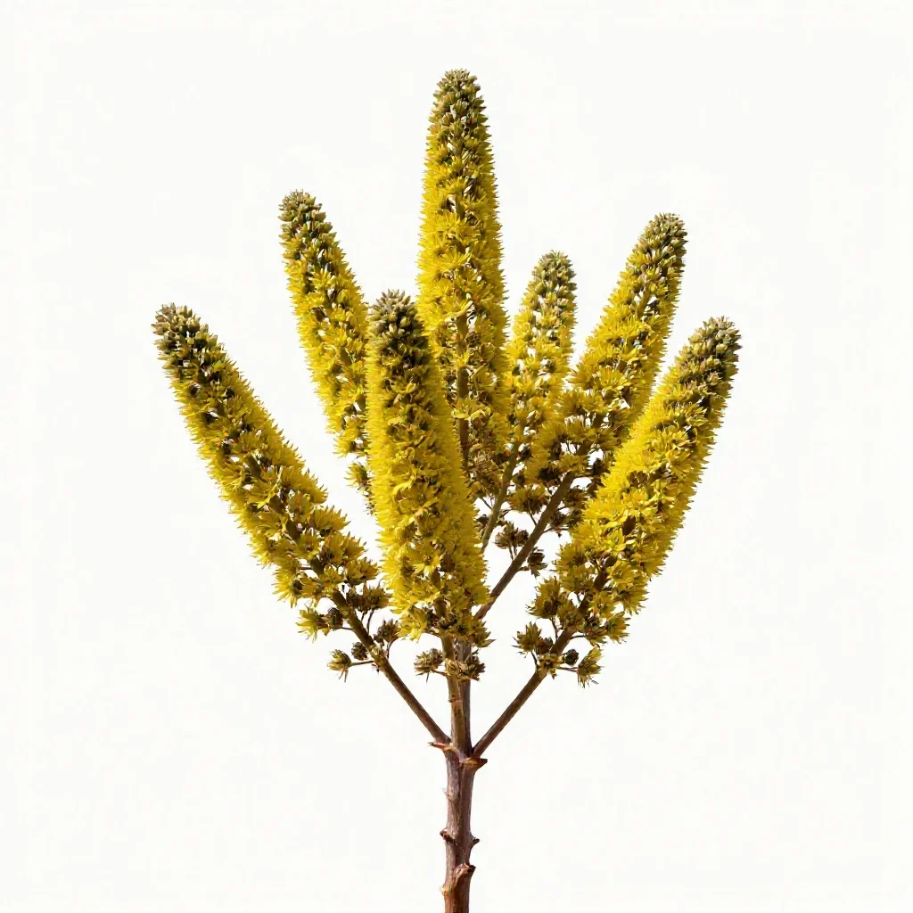 Kowhai flower cluster isolated on a white background