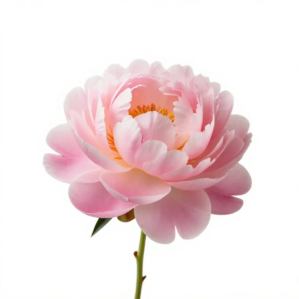 Peony opening isolated on a white background