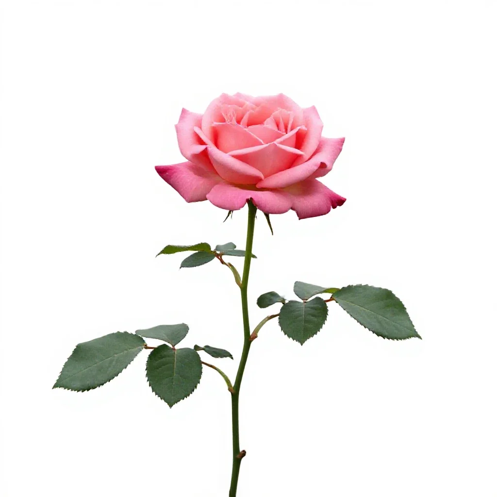 Single garden rose isolated on a white background