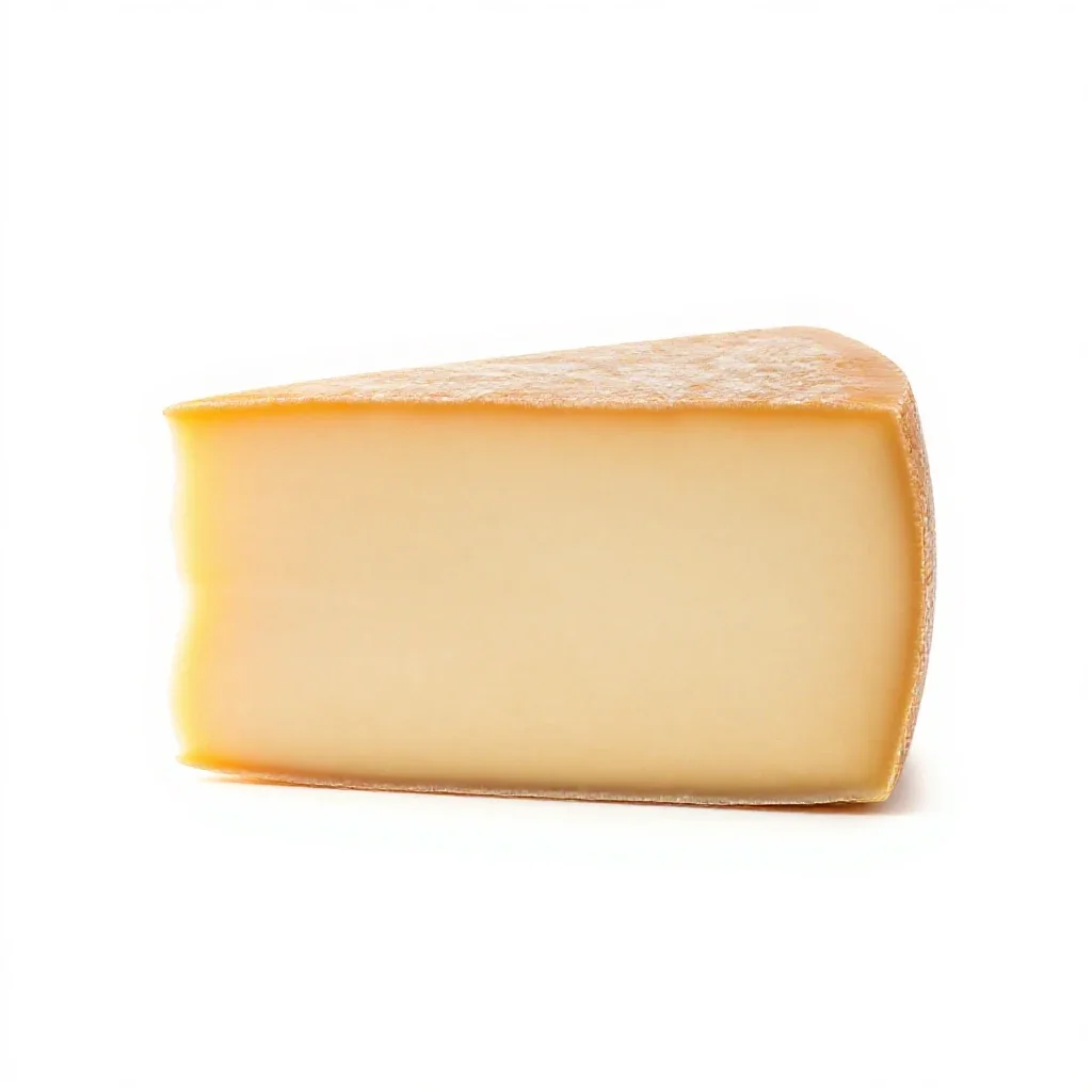 Cheese wheel wedge isolated on a white background