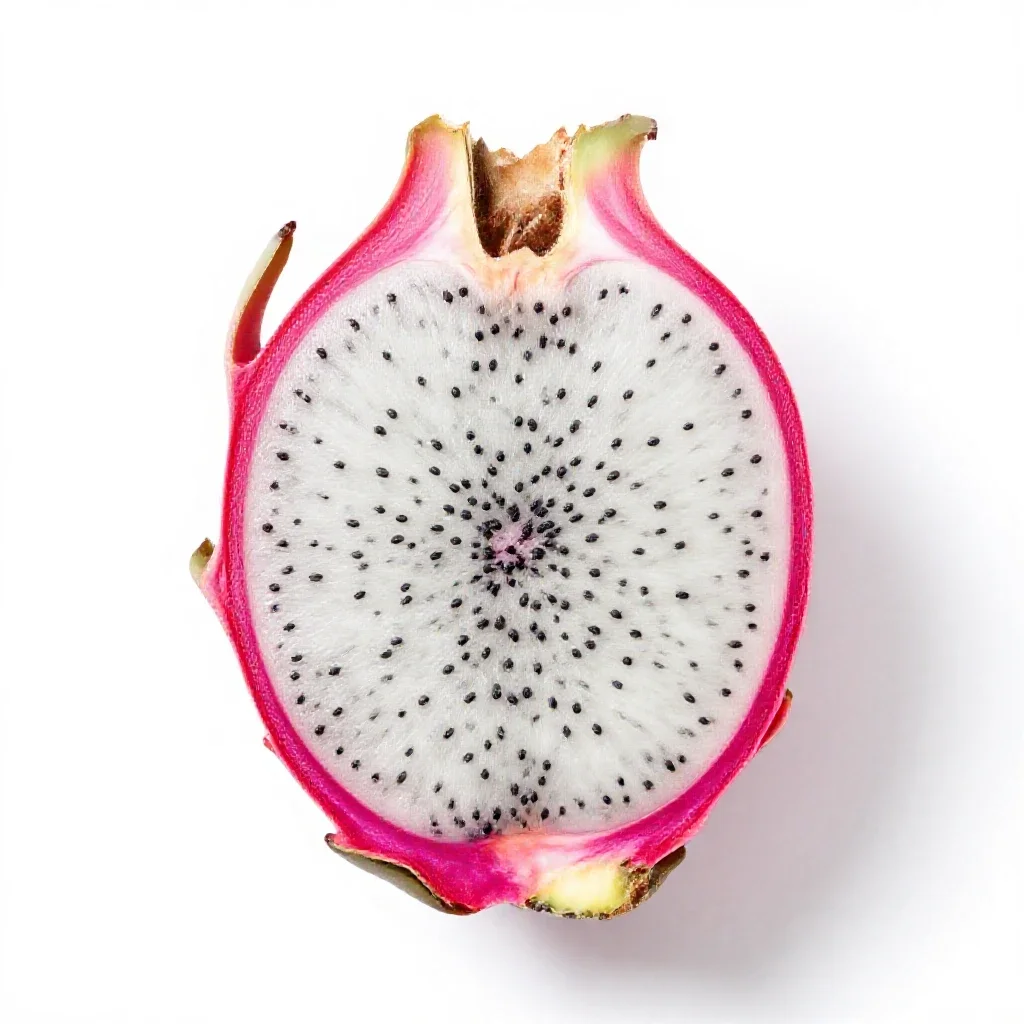 Dragon fruit halved isolated on a white background