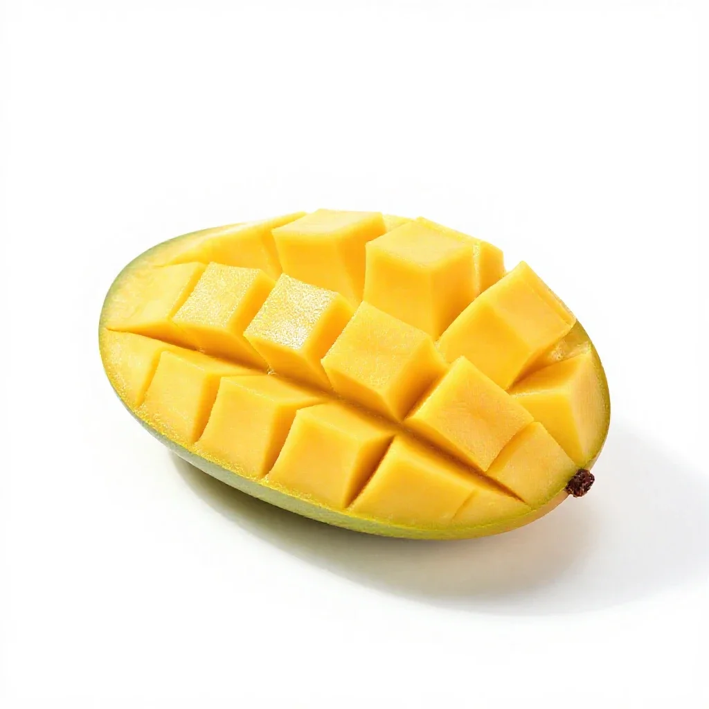 Mango sliced open isolated on a white background
