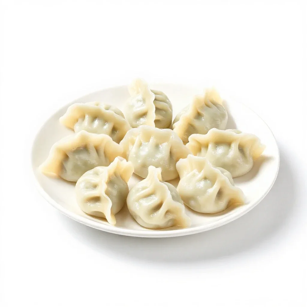 Plate of dumplings isolated on a white background