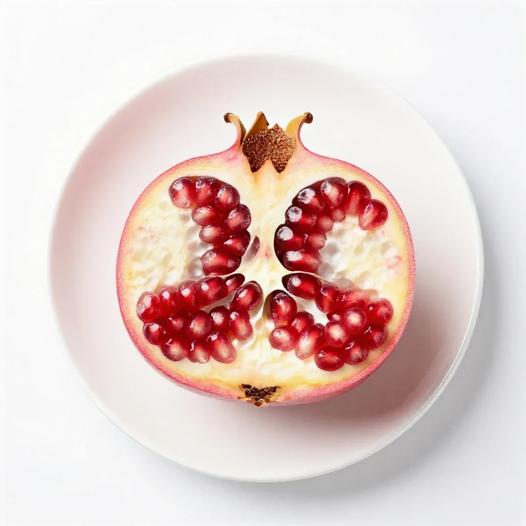 Pomegranate halved isolated on a white background