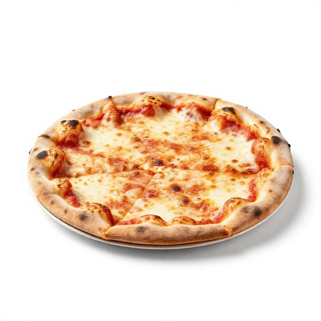 Wood-fired pizza isolated on a white background