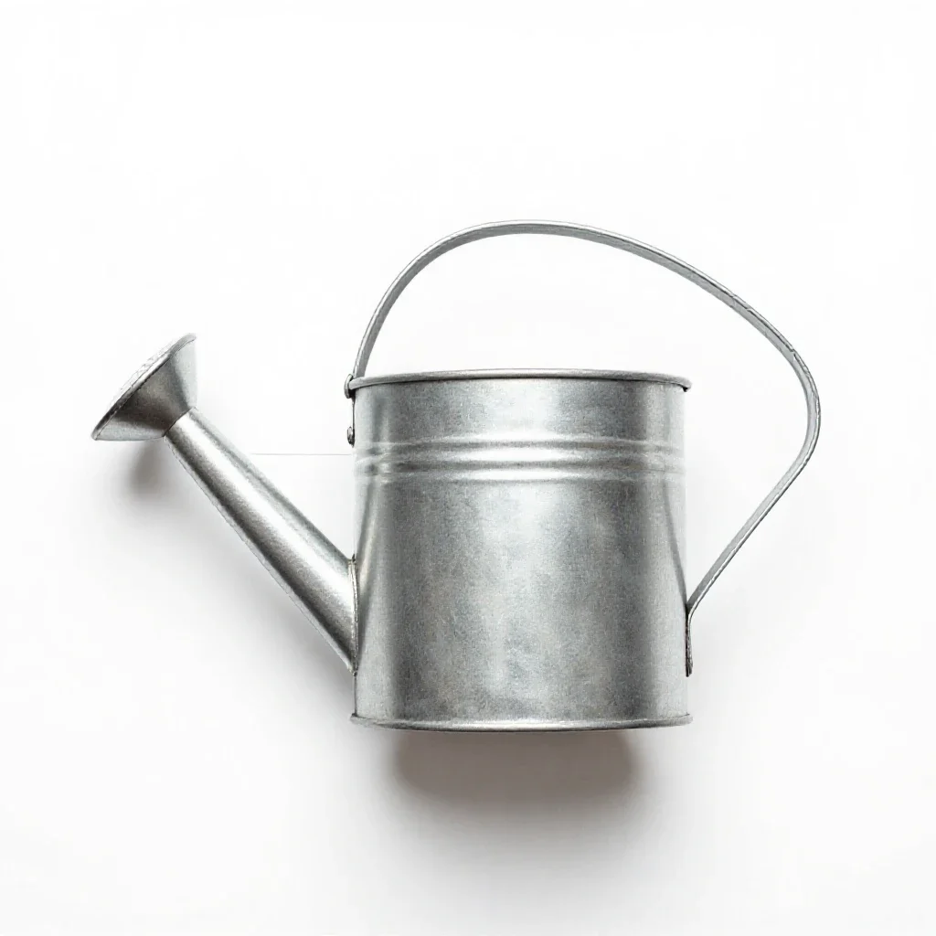 Galvanised watering can isolated on a white background