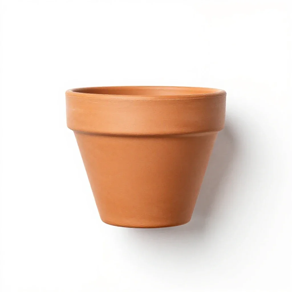 Terracotta plant pot isolated on a white background
