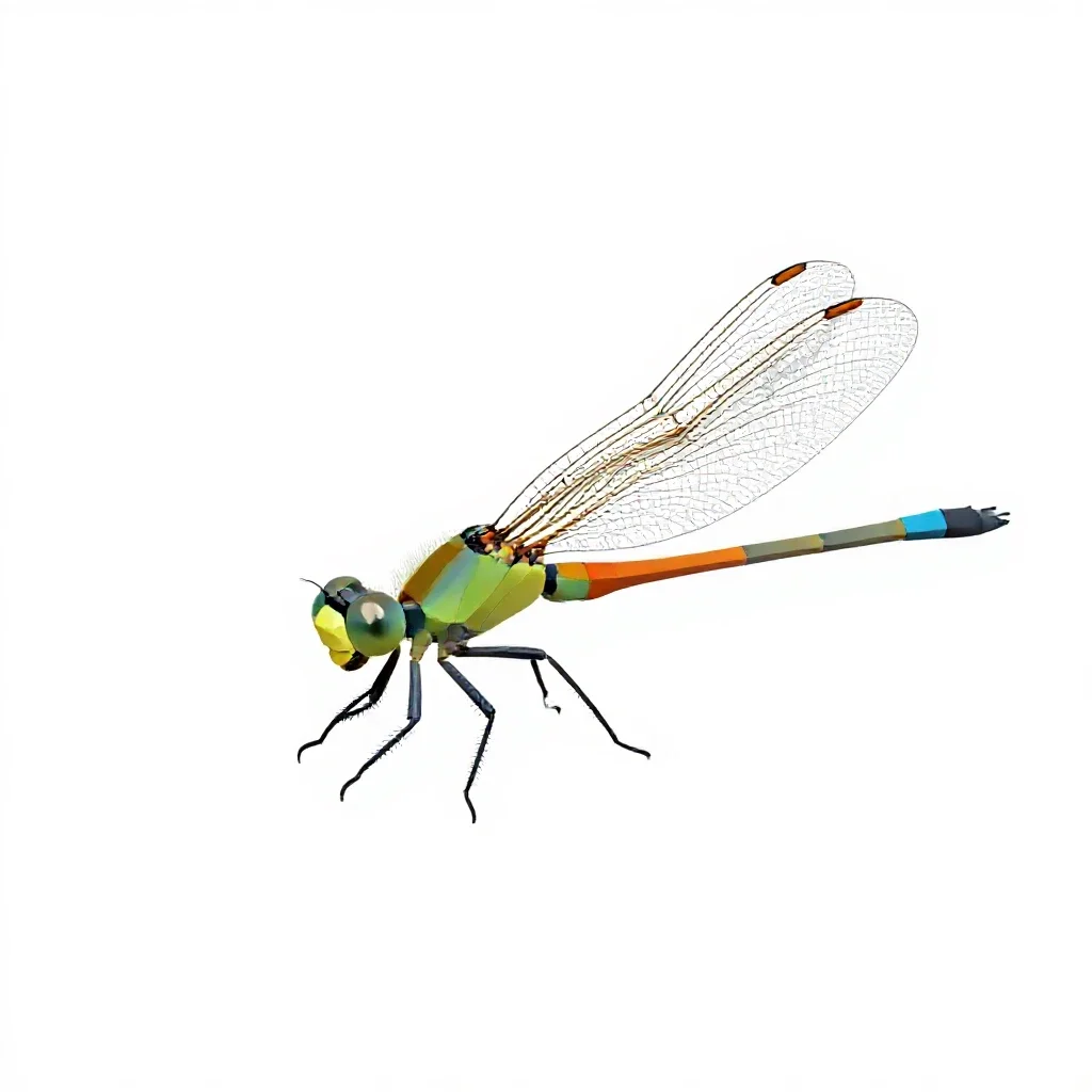 Damselfly isolated on a white background