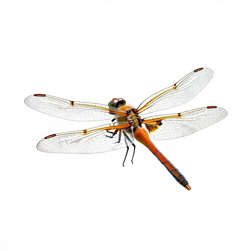 Dragonfly with veined wings isolated on a white background