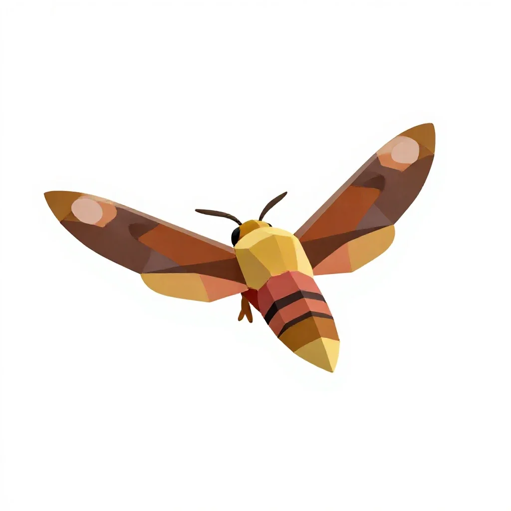 Hawk moth in flight isolated on a white background