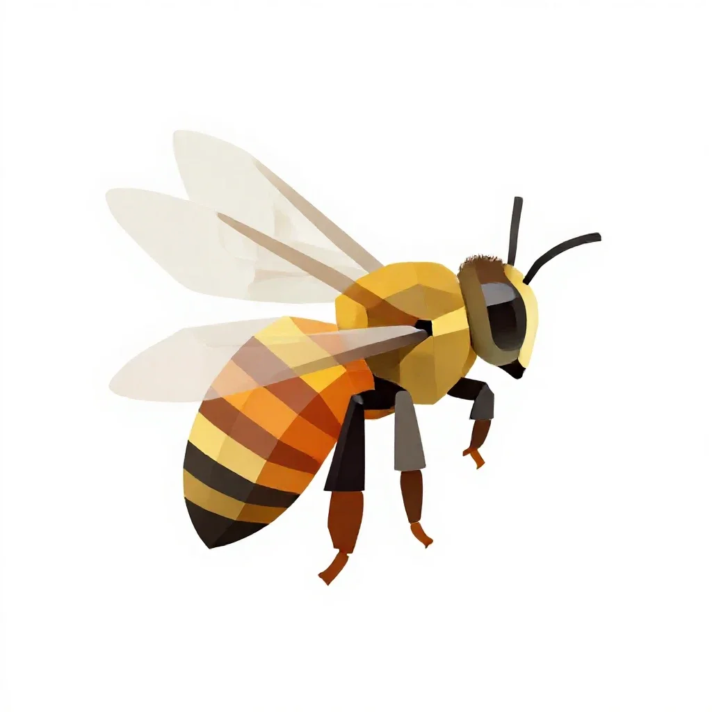 Honeybee on a comb isolated on a white background