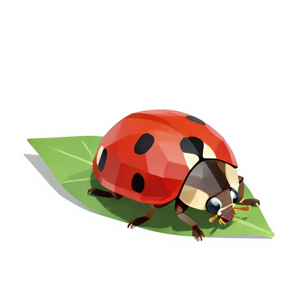 Ladybird on a leaf isolated on a white background