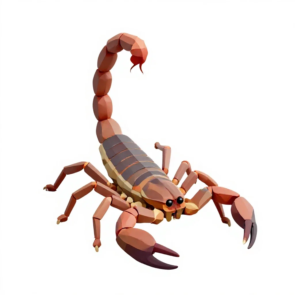 Scorpion with its tail raised isolated on a white background