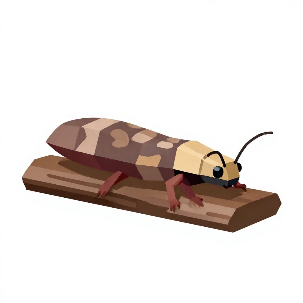 Weta on bark isolated on a white background