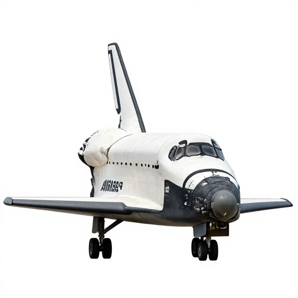 Space shuttle orbiter isolated on a white background