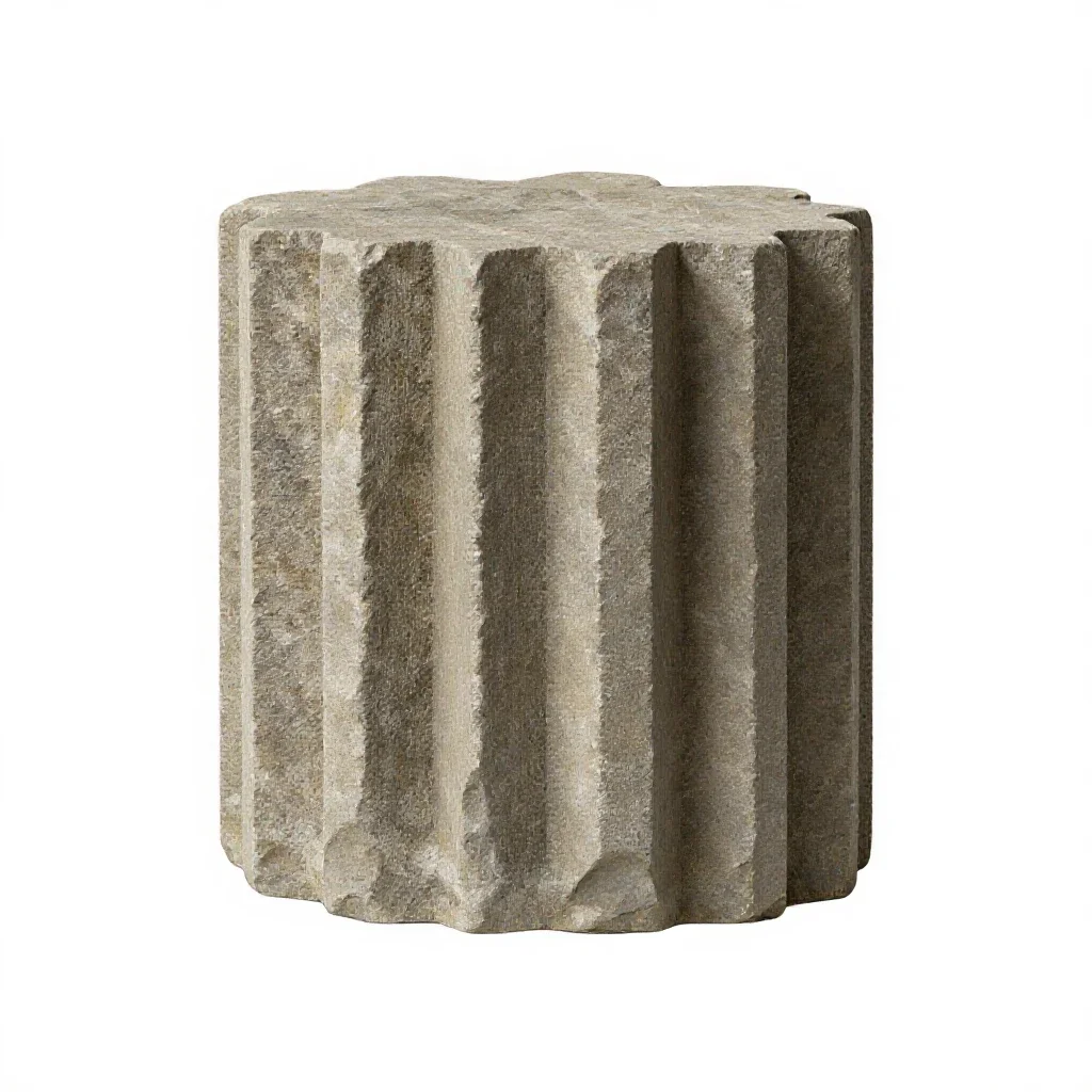 Basalt column fragment isolated on a white background