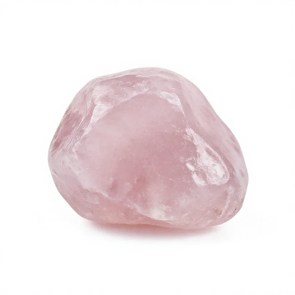 Chunk of rose quartz isolated on a white background