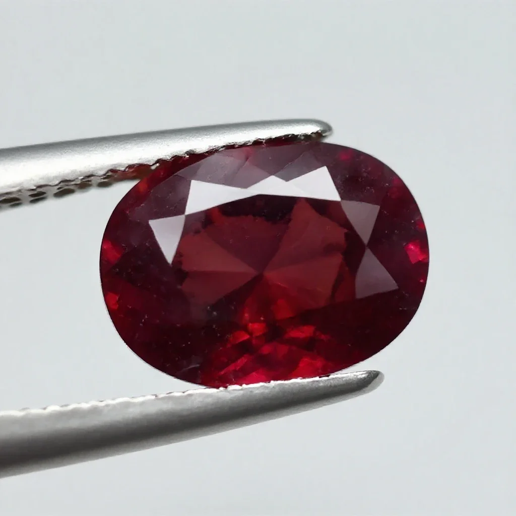 Garnet in matrix isolated on a white background