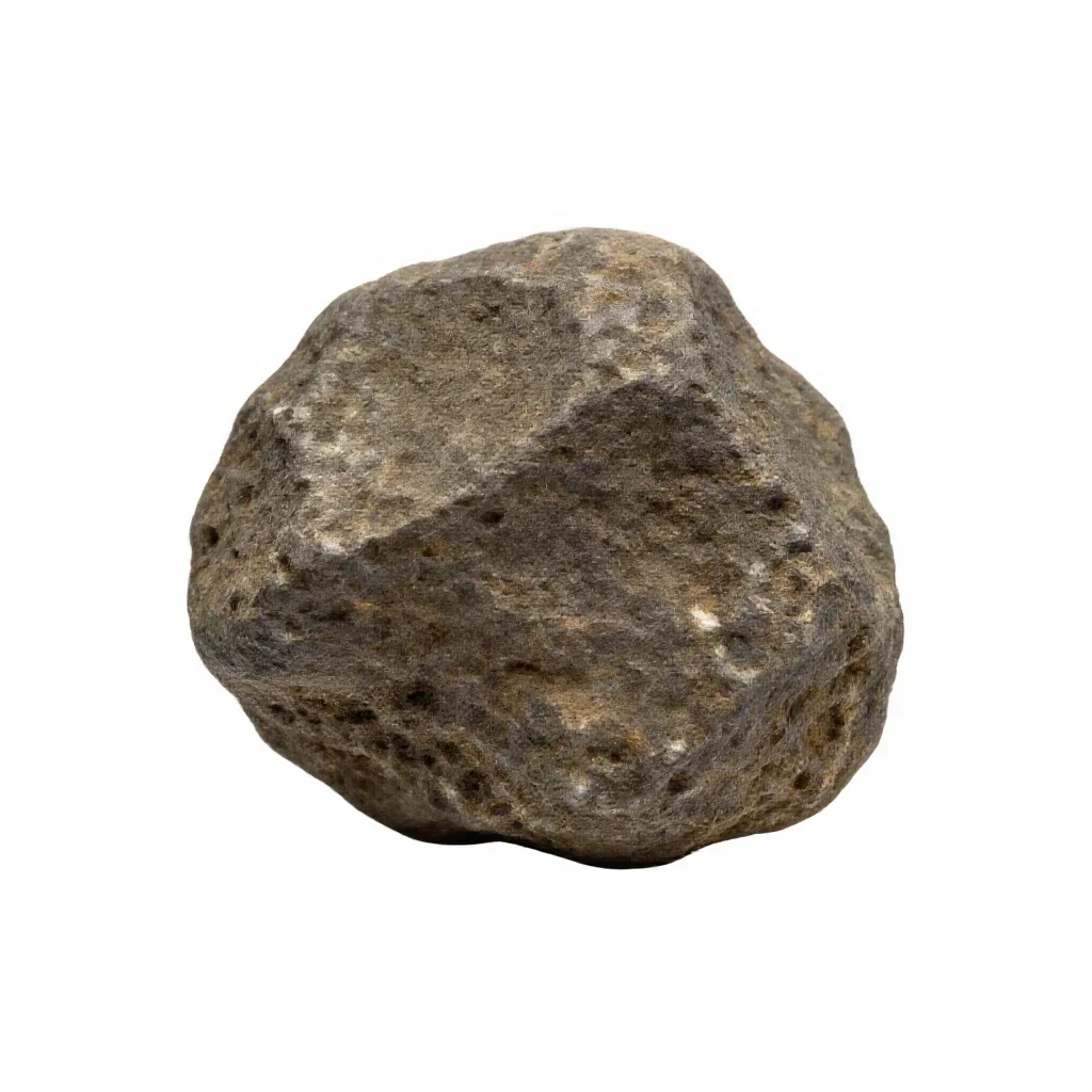 Meteorite fragment isolated on a white background