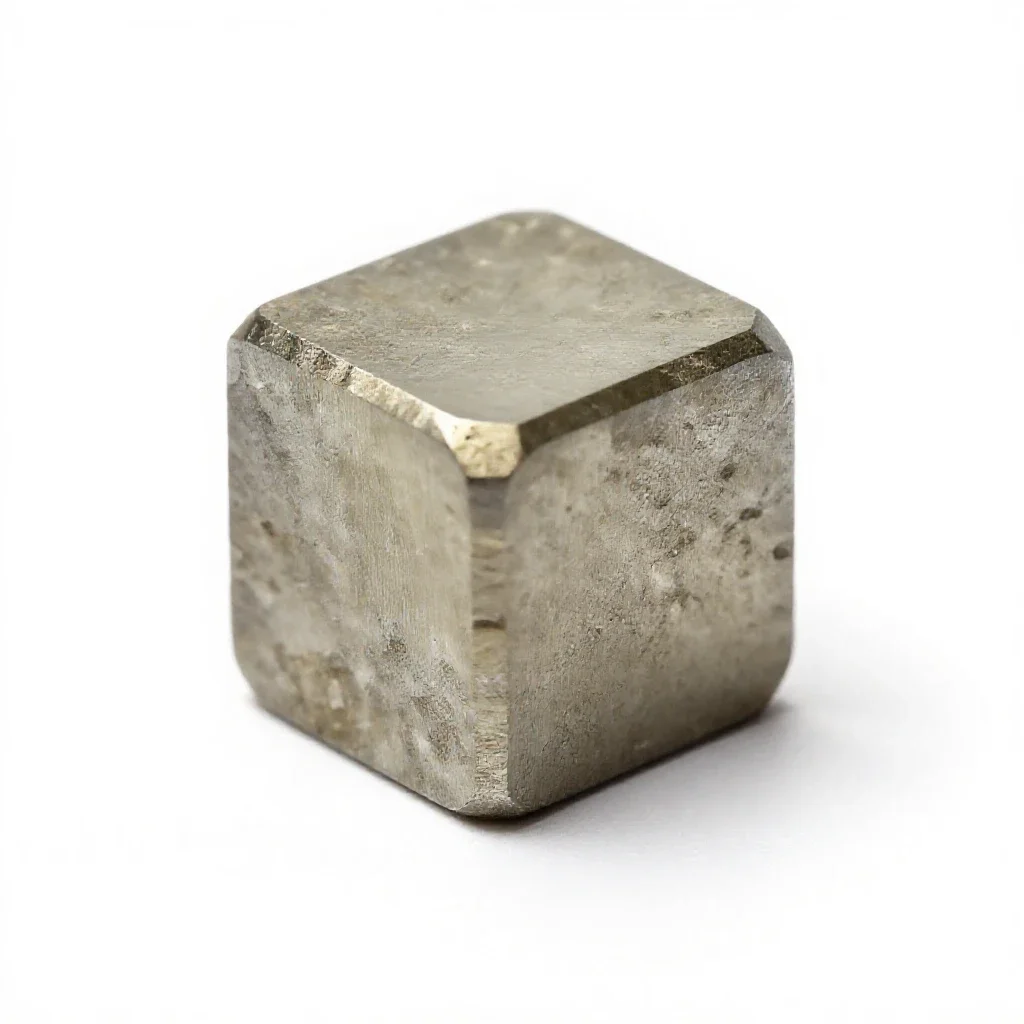 Pyrite cube isolated on a white background