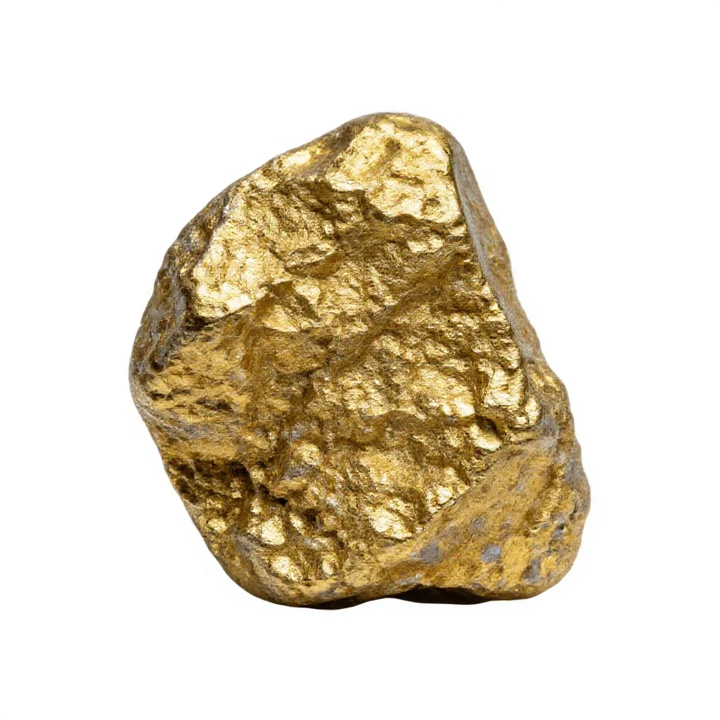 Vein of gold in quartz isolated on a white background