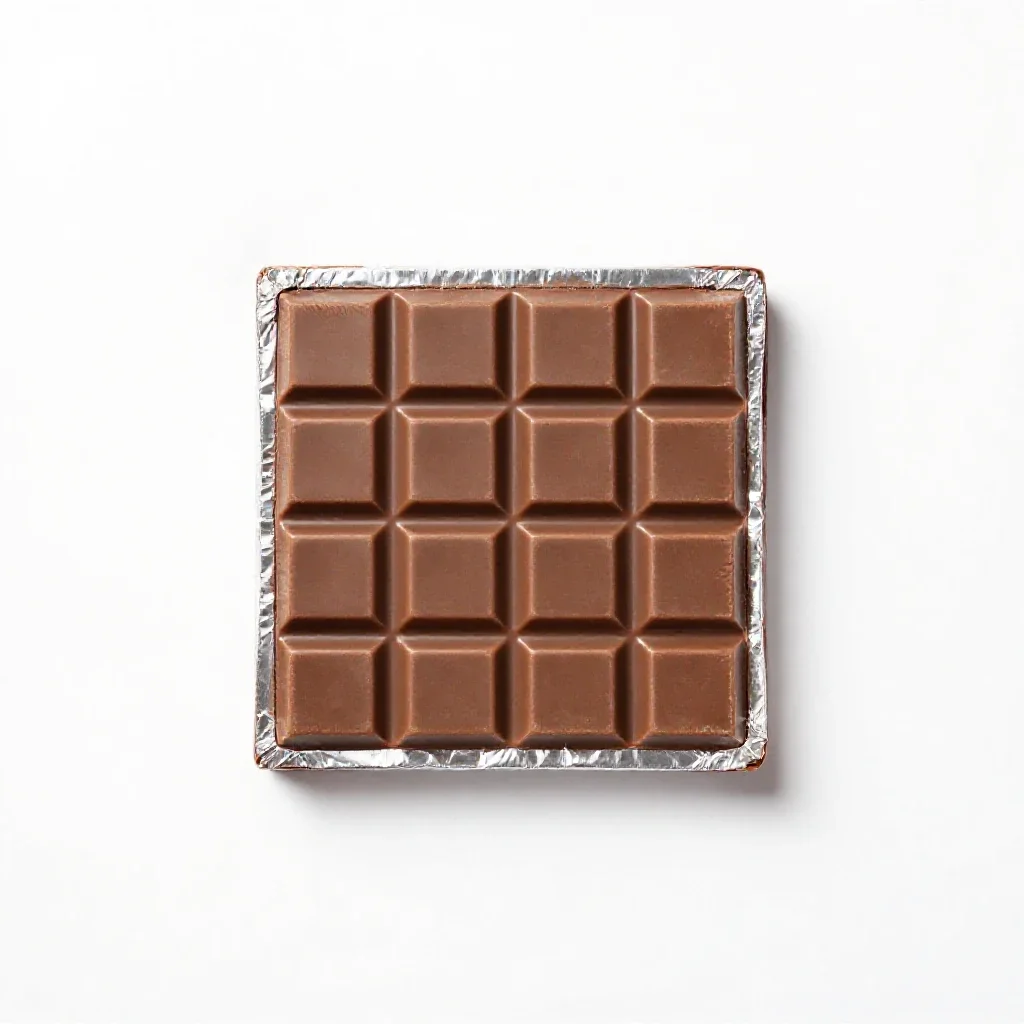 Chocolate bar in foil isolated on a white background