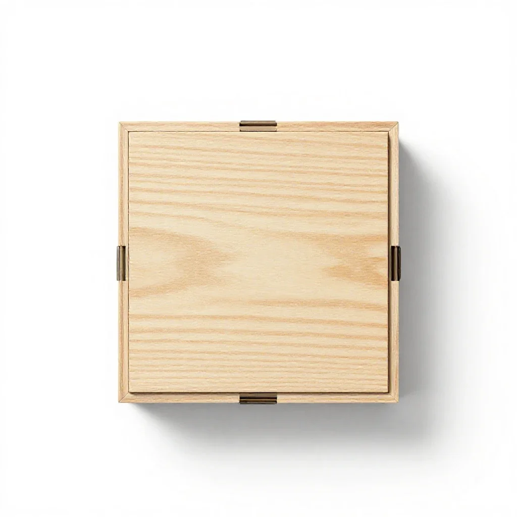 Hinged wooden gift box isolated on a white background